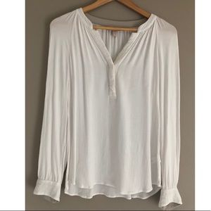 White Hidden Button Up Top